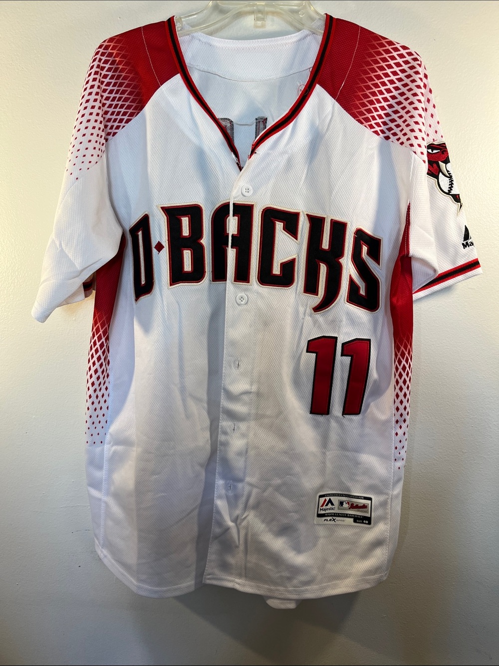 Majestic D-Backs White and Red Baseball Jersey #11